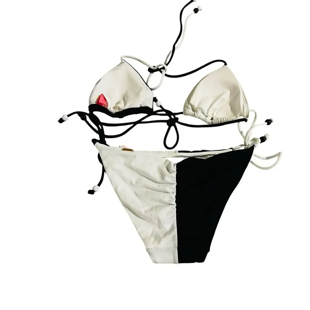 Victoria’s Secret Black White Colorblock Two Piece Bikini Set Size S Small